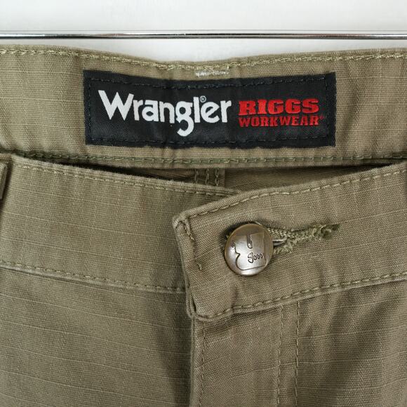 Wrangler Riggs Pants Mens 36x30 Khaki Workwear Utility Carpenter Ripstop Gusset - Picture 5 of 12